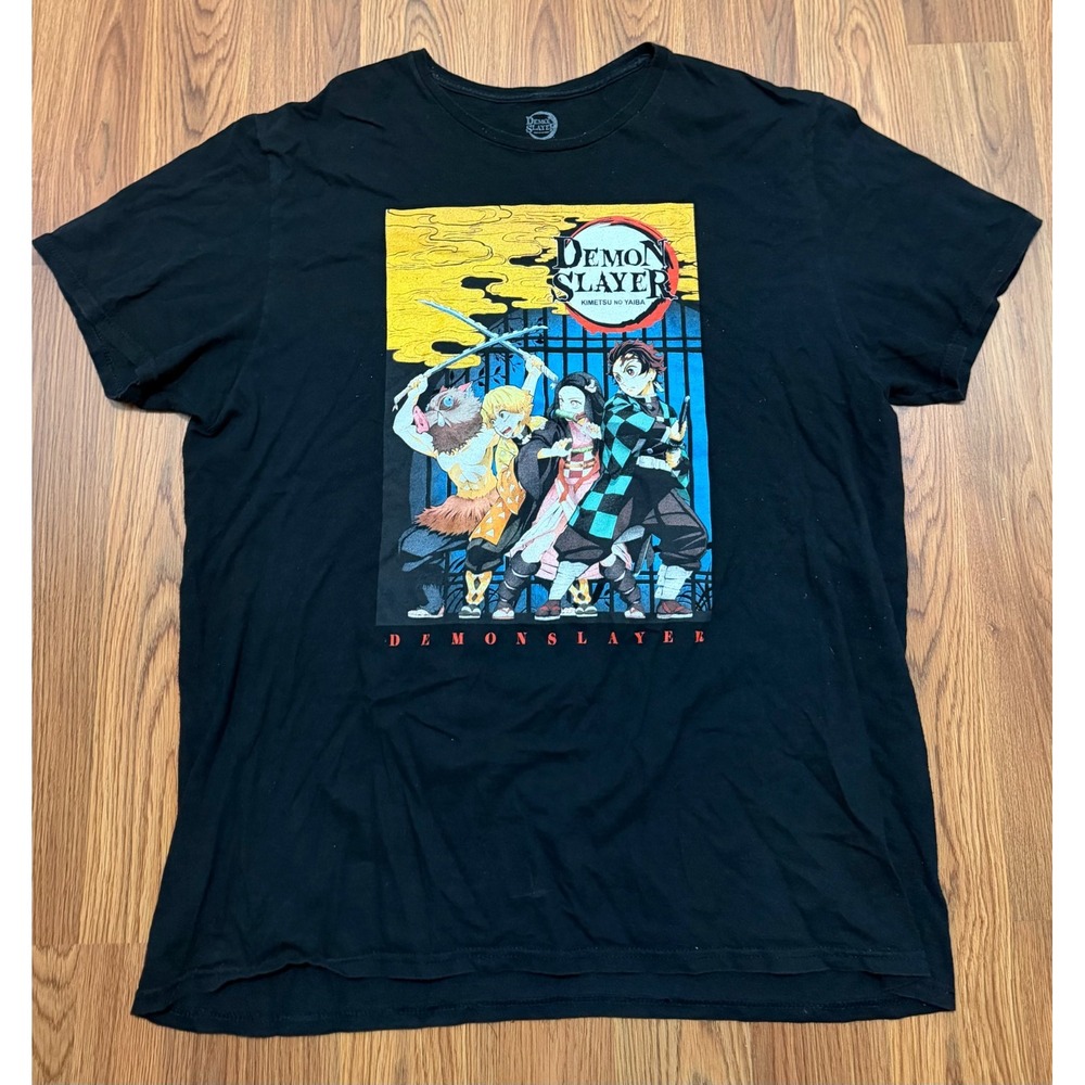 Demon Slayer Shirt Mens Extra Large Anime Graphic Tanjiro Nezuko Black Tee